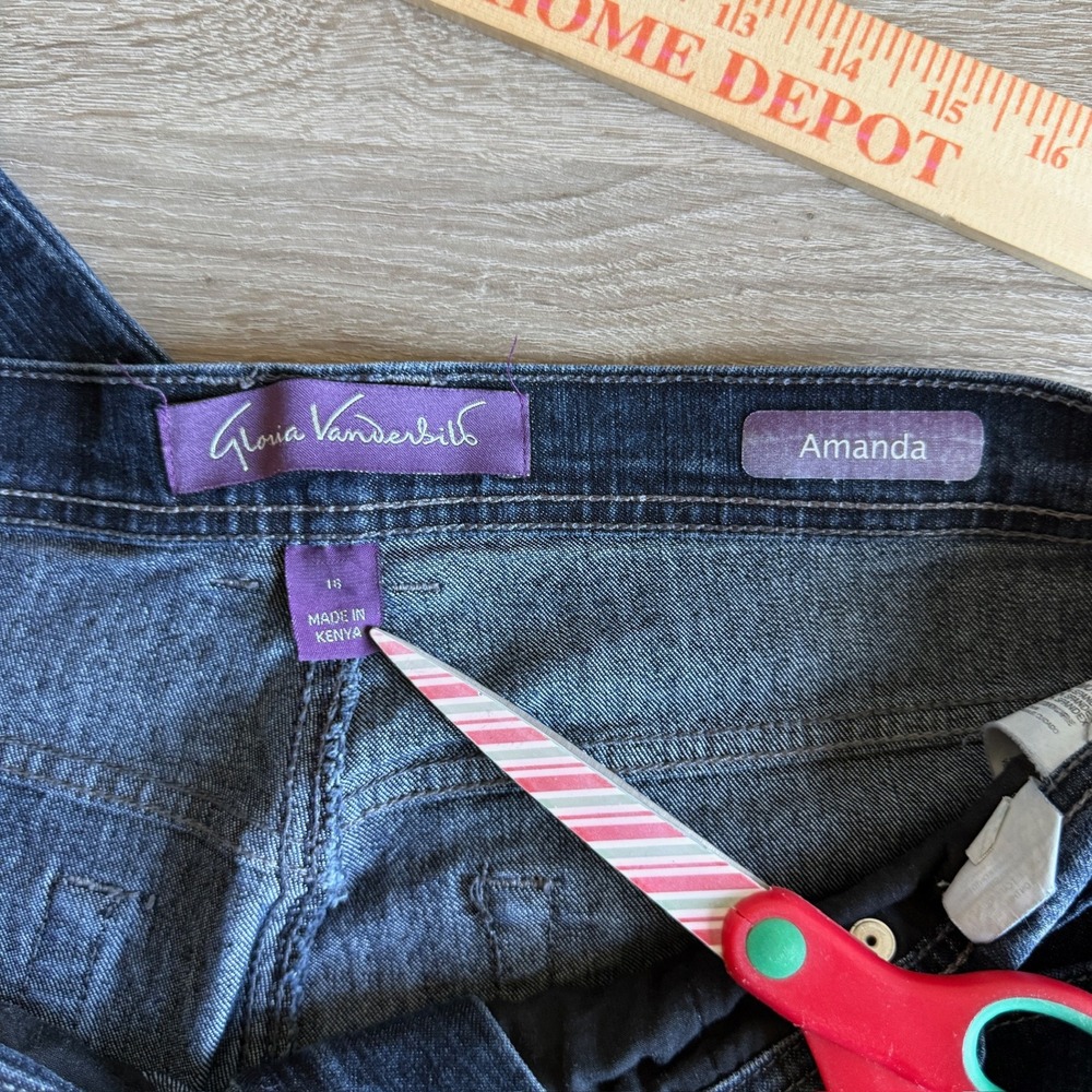 Gloria Vanderbilt Amanda High Rise Tapered Jeans Indigo Blue Womens 16 Average - Picture 3 of 6